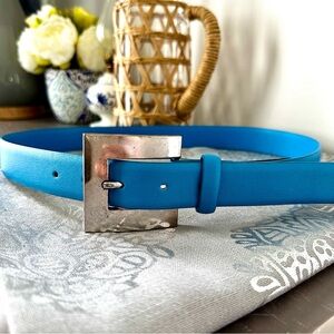 Mango Turquoise Blue Leather Belt - Size M